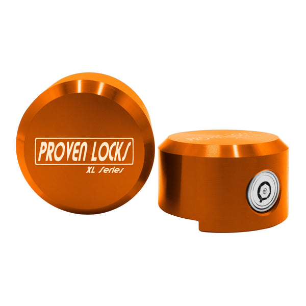 Model 400XL Puck Locks Proven Locks Orange (Billet 6061 Aluminum) Keyed Differently 