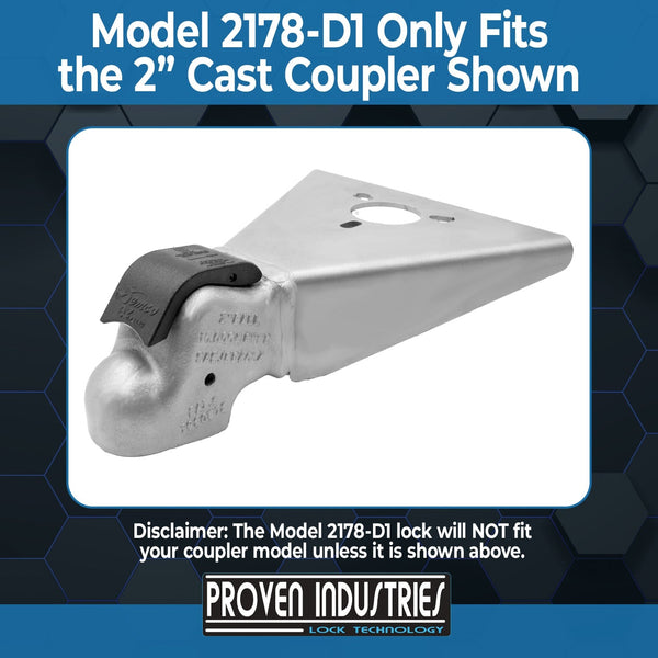 Model 2178-D1 2'' Trailer Coupler Locks Proven Locks 
