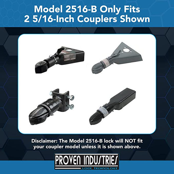 Model 2516-B 2 5/16'' Trailer Coupler Locks Proven Locks 