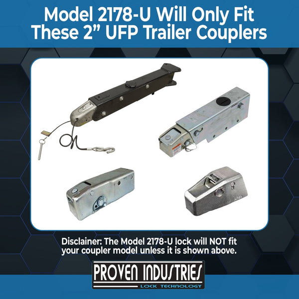 Model 2178-U 2'' Trailer Coupler Locks Proven Locks 