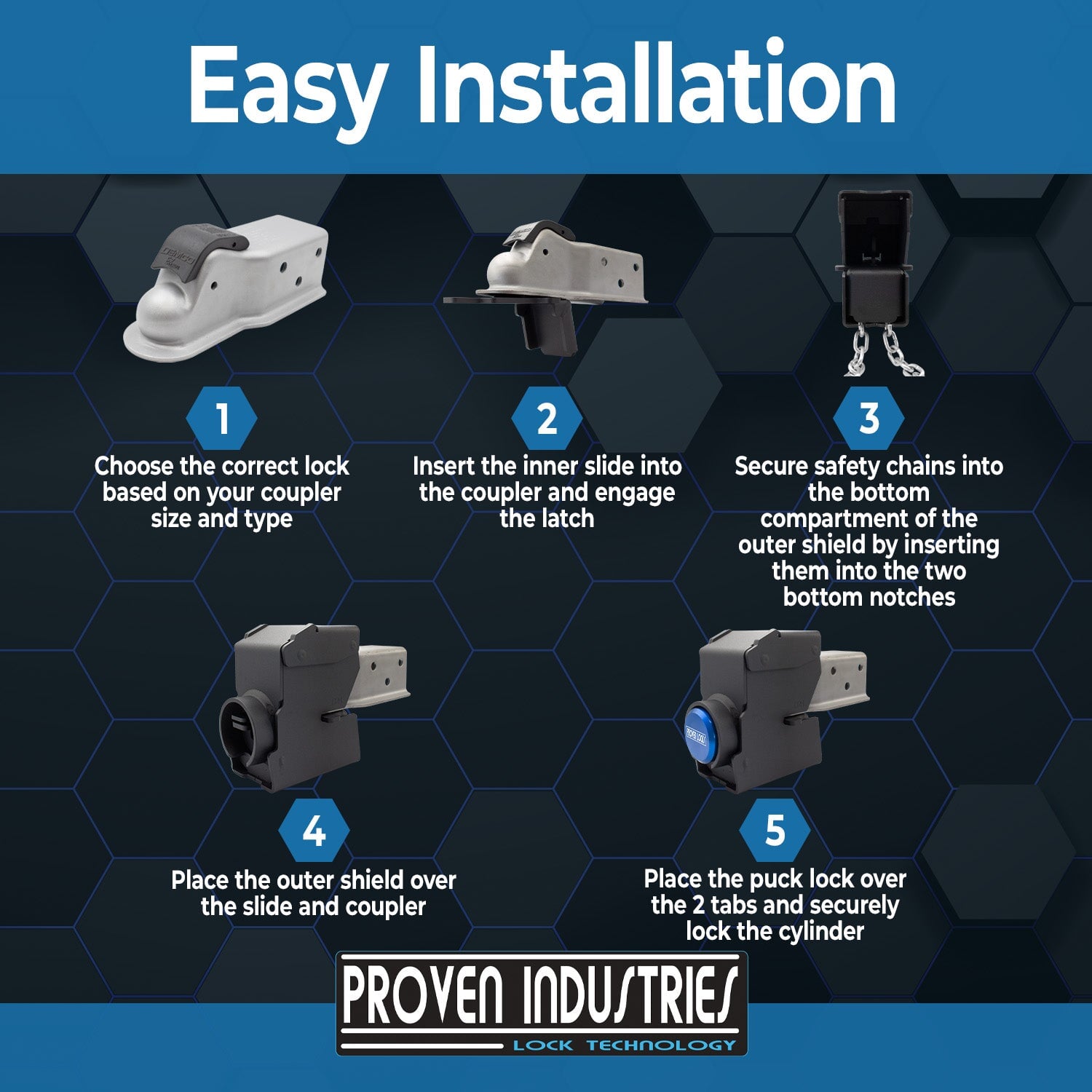 Model 2178-D 2'' Trailer Coupler Locks Proven Locks 