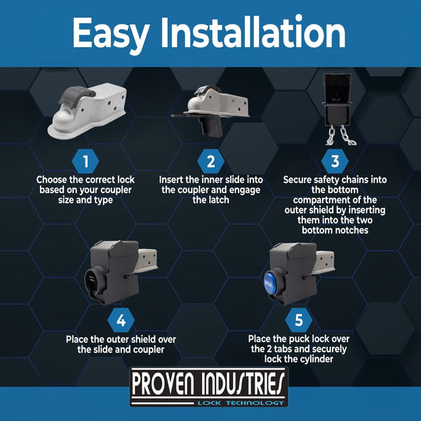 Model 2178-D 2'' Trailer Coupler Locks Proven Locks 