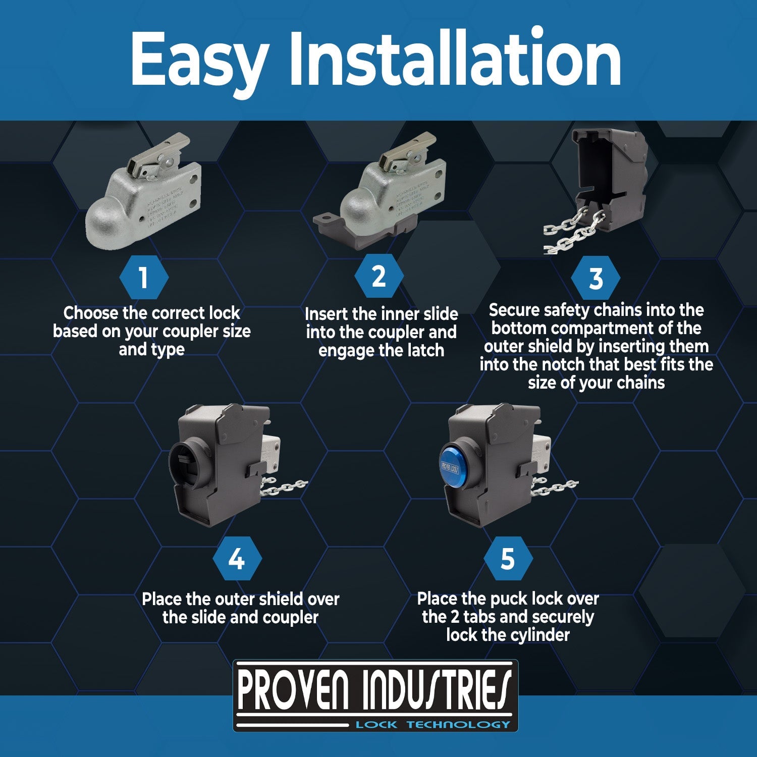Model 2517-D1 2 5/16'' Trailer Coupler Locks Proven Locks 