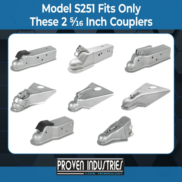 Model S251 2 5/16'' Trailer Coupler Locks Proven Industries 