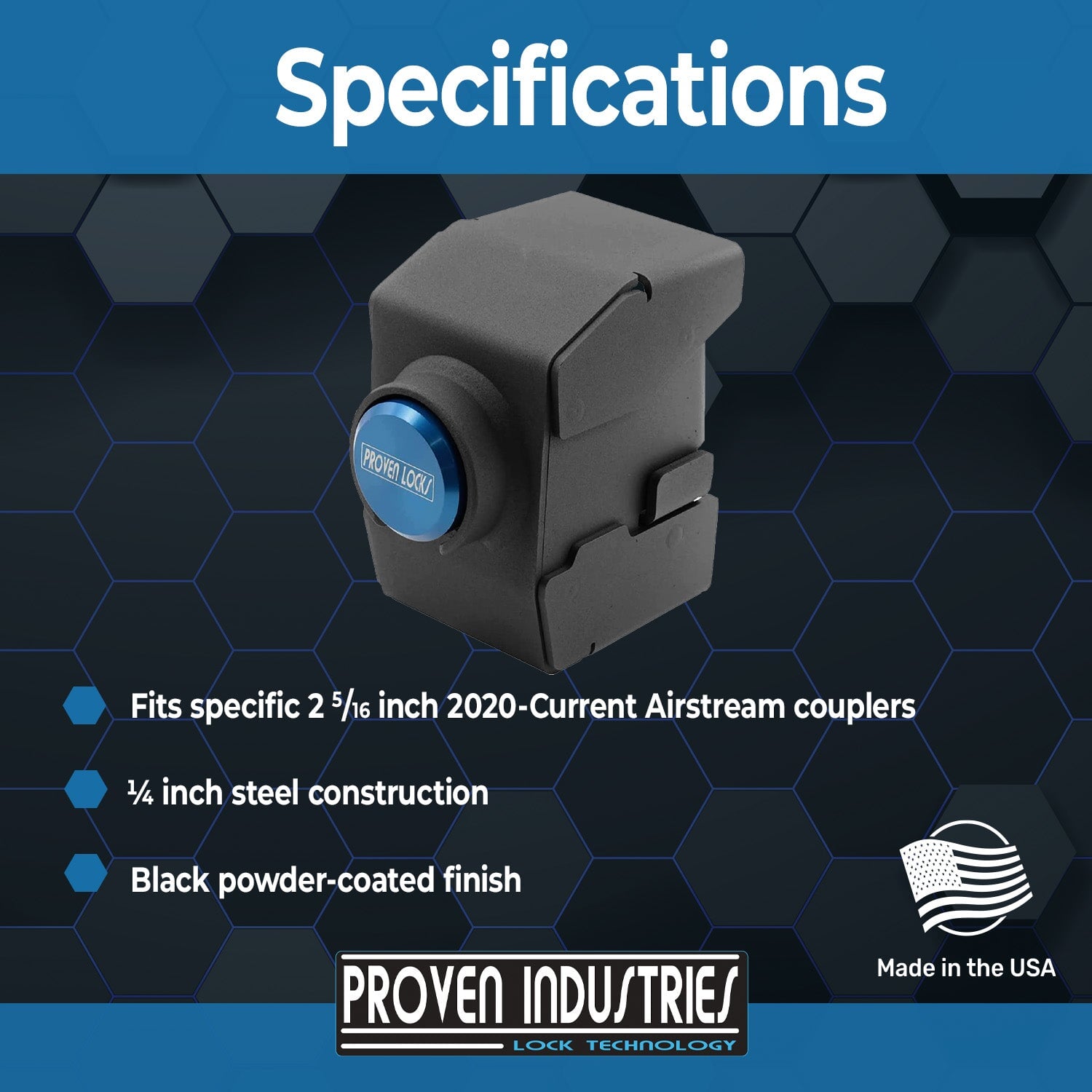 Model 2516-AS(For 2 5/16" Airstream Travel Trailers) 2 5/16'' Trailer Coupler Locks Proven Locks 