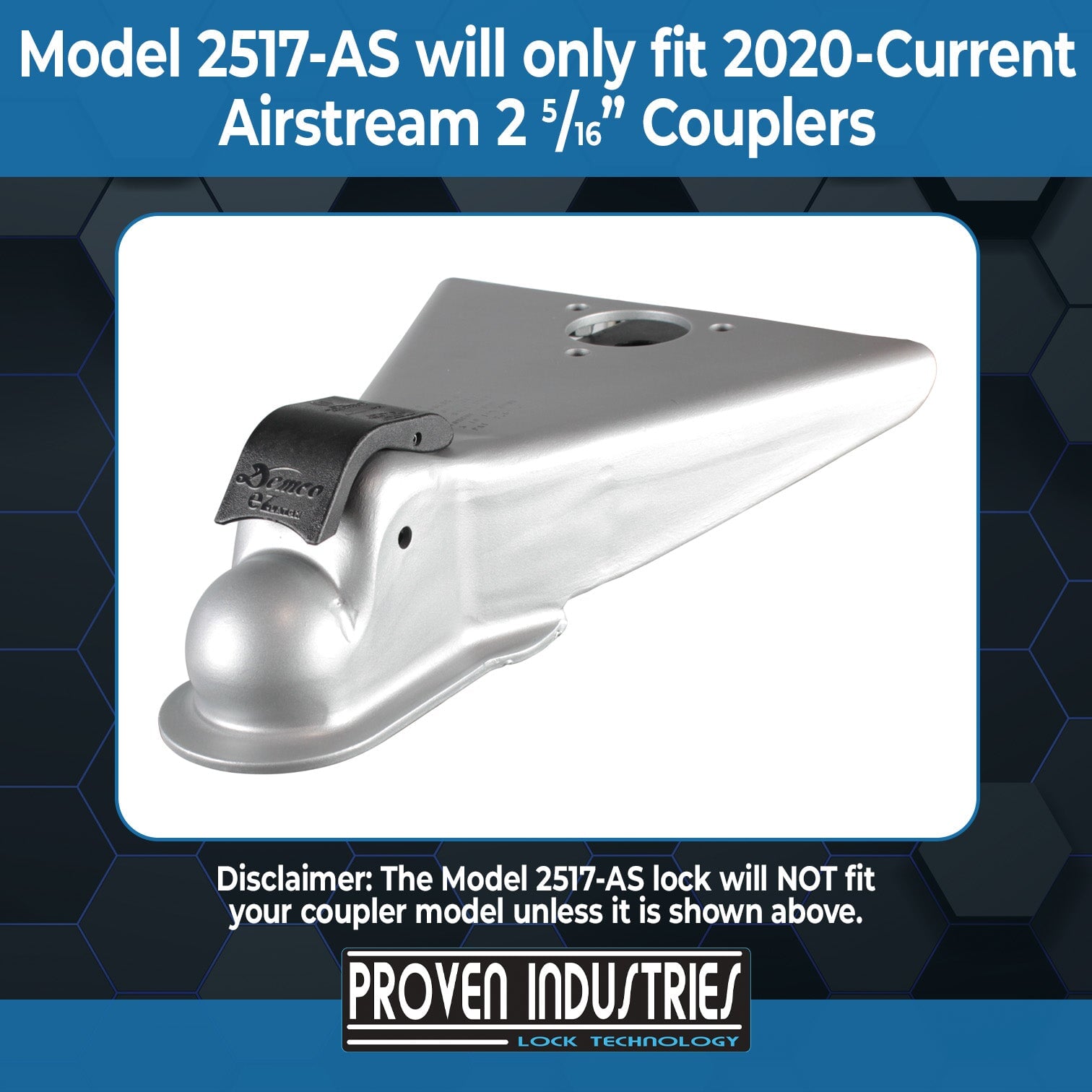 Model 2516-AS(For 2 5/16" Airstream Travel Trailers) 2 5/16'' Trailer Coupler Locks Proven Locks 