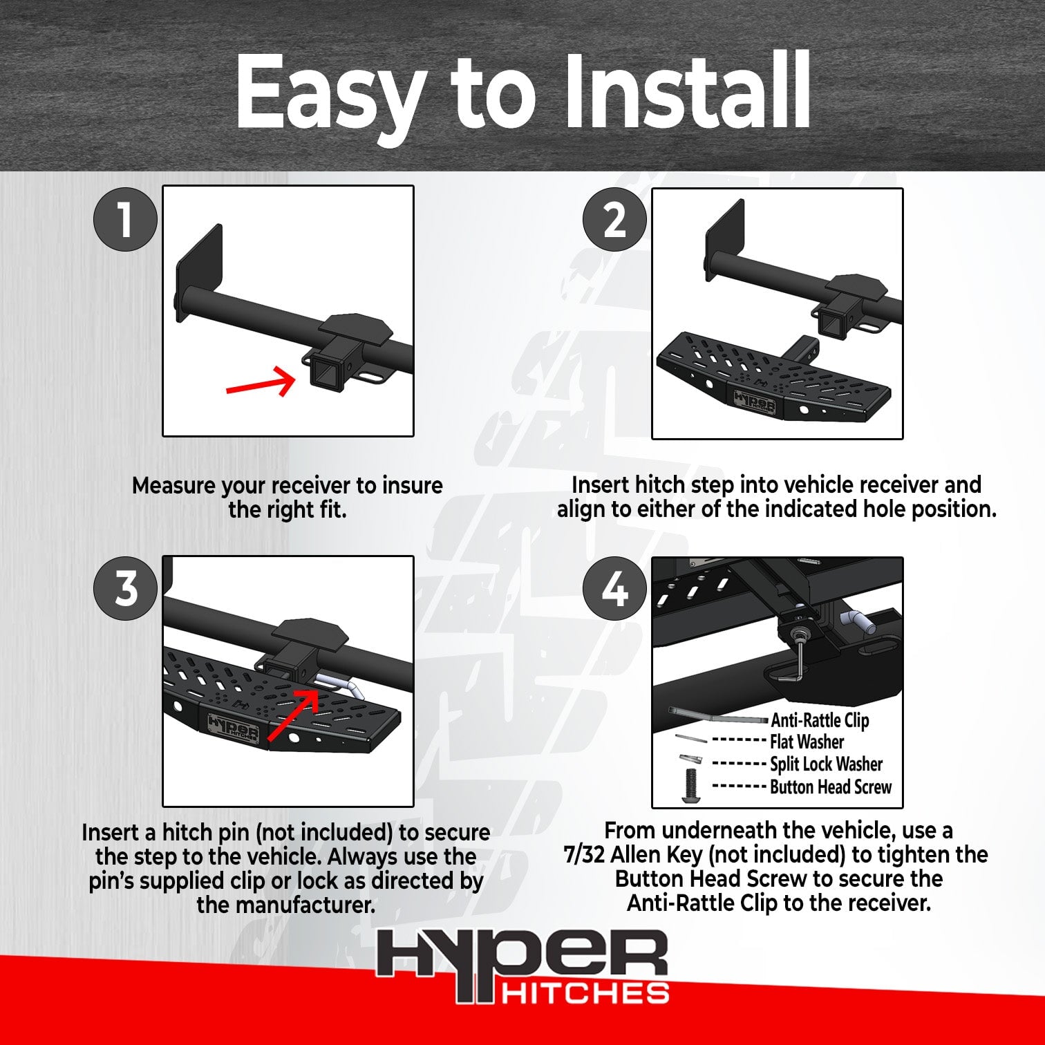 Hitch Step with Integrated Receiver Drop for 2" Hitch/ 12" Step Hitches Proven Locks 