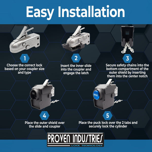 Model 2516-B2 2 5/16'' Trailer Coupler Locks Proven Locks 