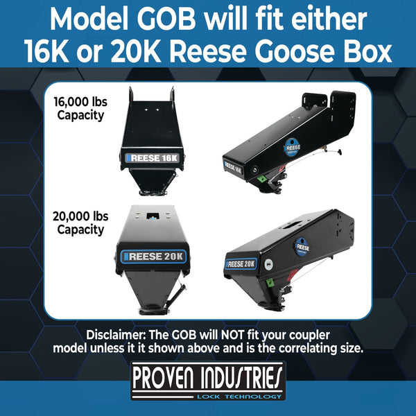 Model GOB for Reese brand Goose Box 5th Wheel Pin Box Proven Industries 