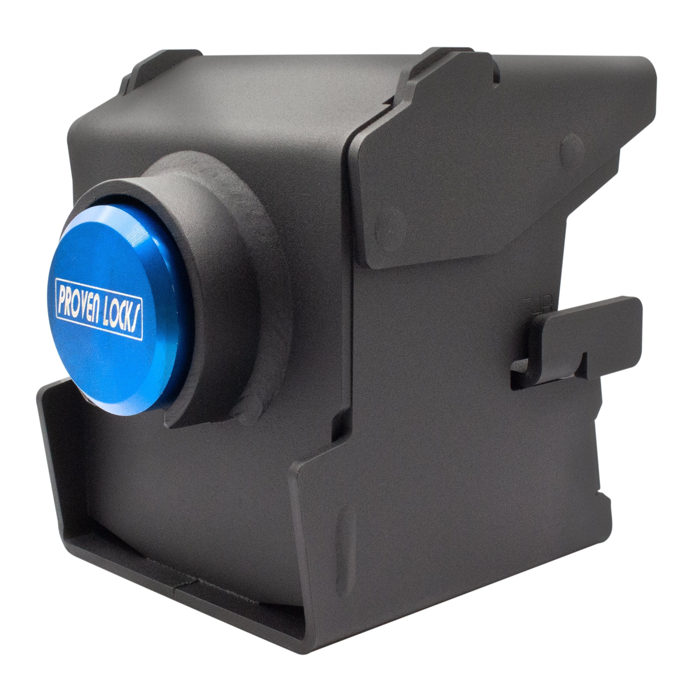Model 2517-AF For Atwood Pancake Couplers 2 5/16'' Trailer Coupler Locks Proven Locks Blue (Billet 6061 Aluminum) Keyed Differently 