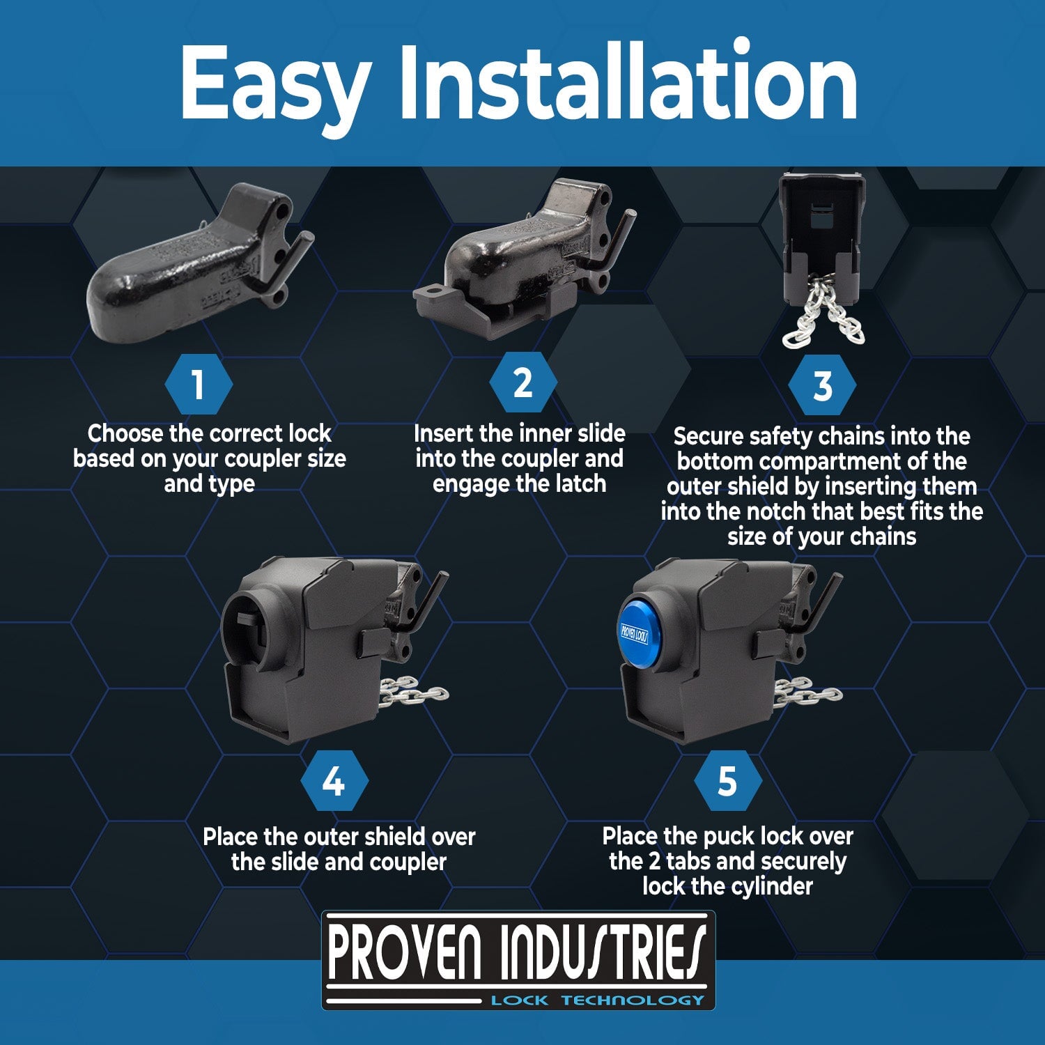 Model 2517-W For Wallace Forge and Buyers Products Couplers(with side handle) 2 5/16'' Trailer Coupler Locks Proven Locks 