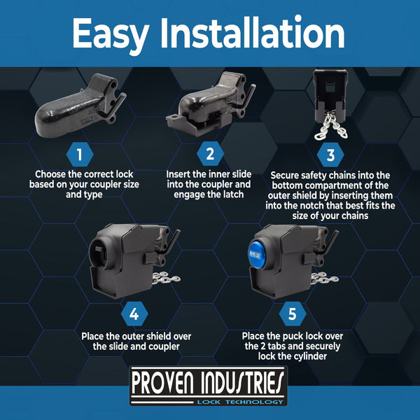 Model 2517-W For Wallace Forge and Buyers Products Couplers(with side handle) 2 5/16'' Trailer Coupler Locks Proven Locks 