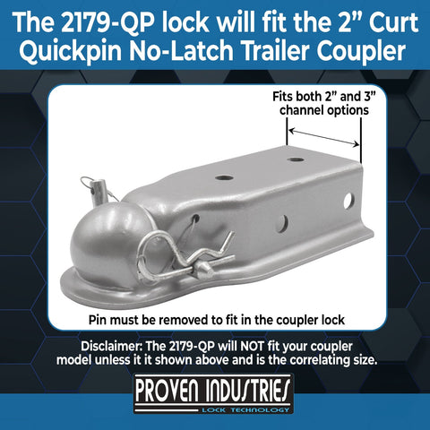 CZC AUTO 2-Pack Steel Trailer Tongue Coupler Lock – Keyed Alike, 1/4" Dia, Fits Up To 2-1/2" Wide