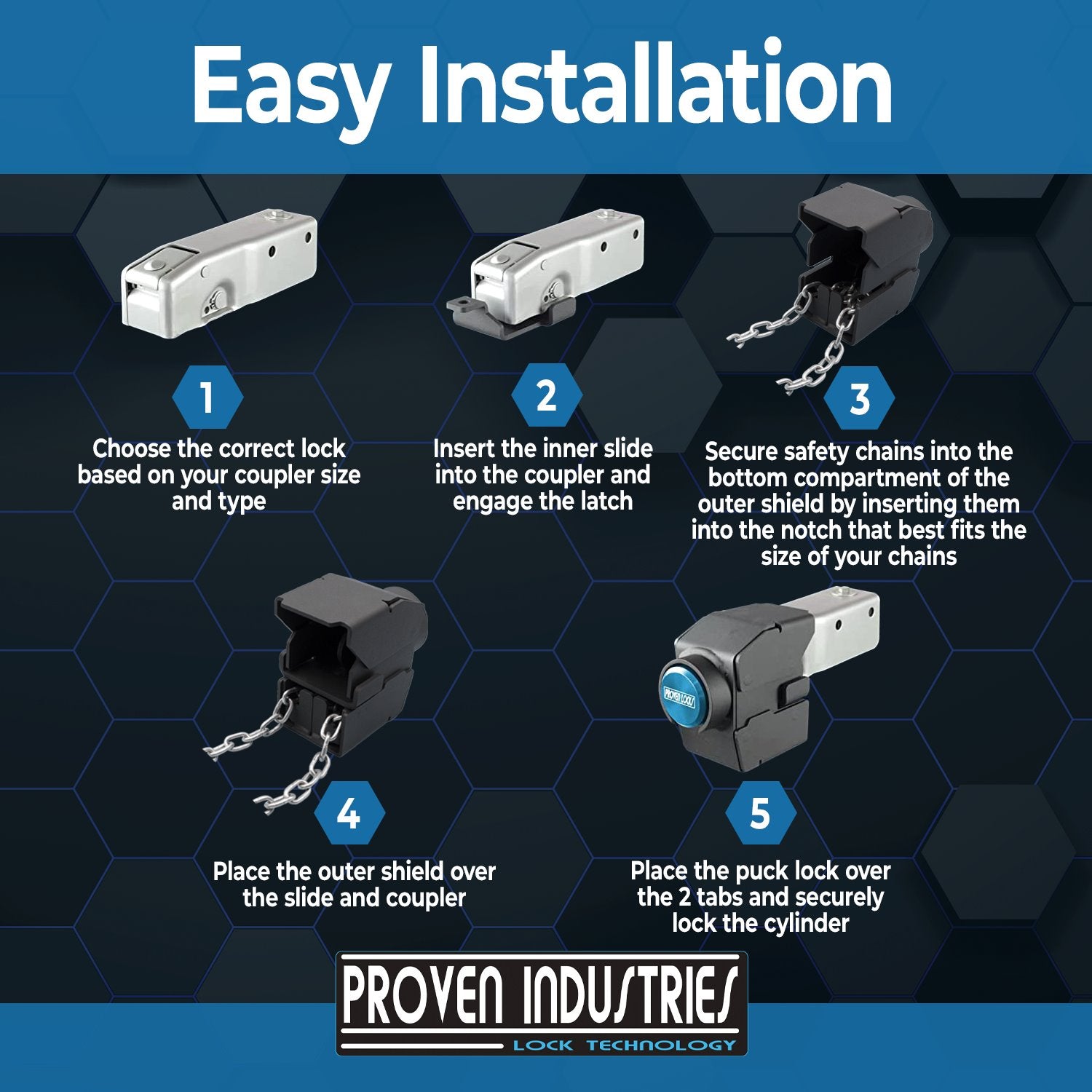 Model 2178-U 2'' Trailer Coupler Locks Proven Locks 