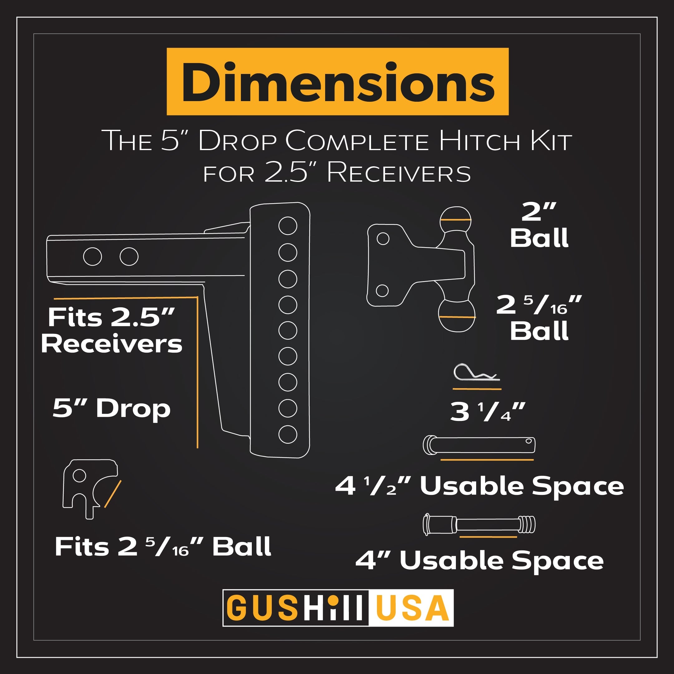 GusHillUSA Complete Hitch Kit with Dual Ball Hitches Proven Locks 
