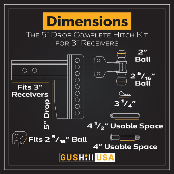 16,000 lbs. Tow Rating, GusHillUSA Complete Hitch Kit with Dual Ball Hitches Proven Locks 