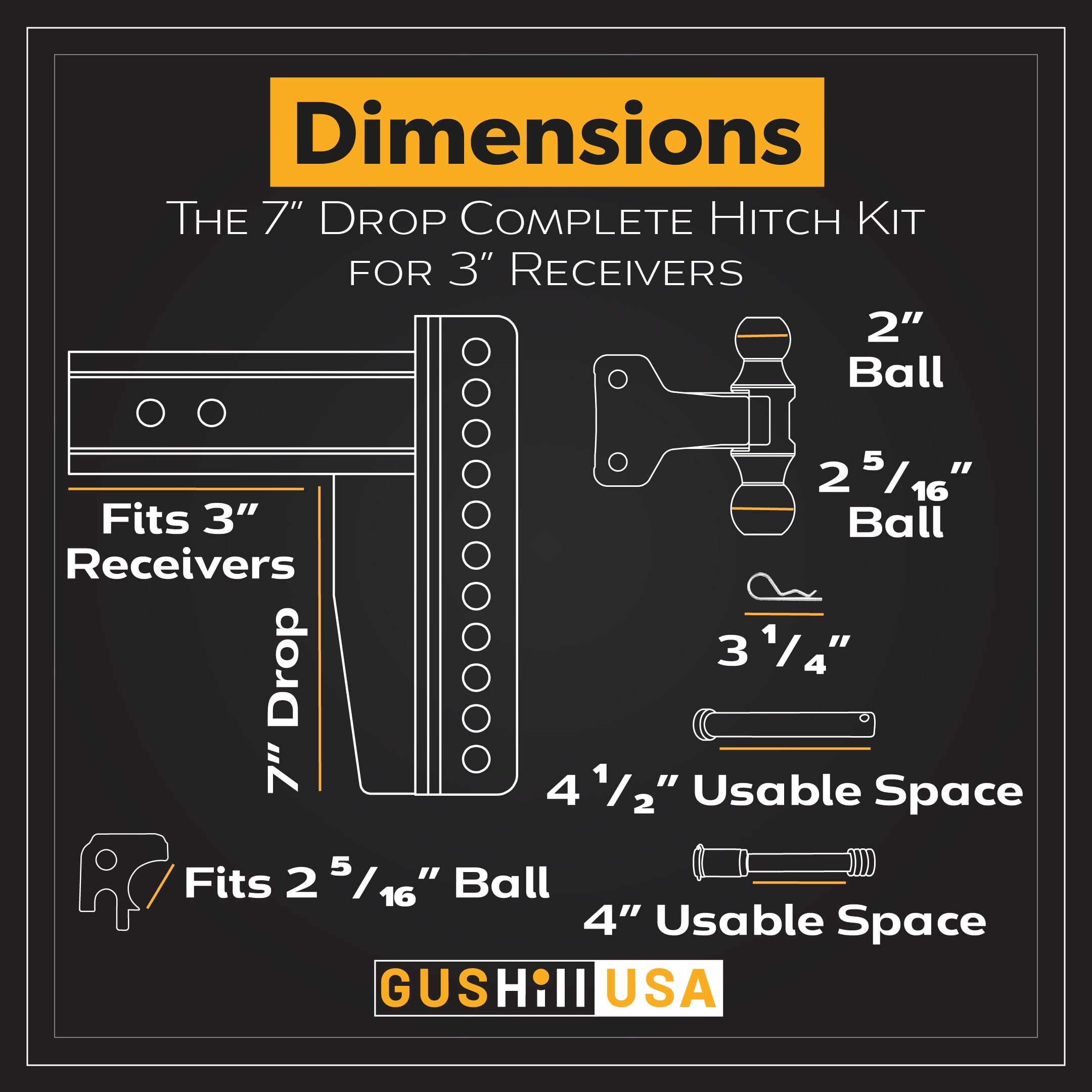 16,000 lbs. Tow Rating, GusHillUSA Complete Hitch Kit with Dual Ball Hitches Proven Locks 