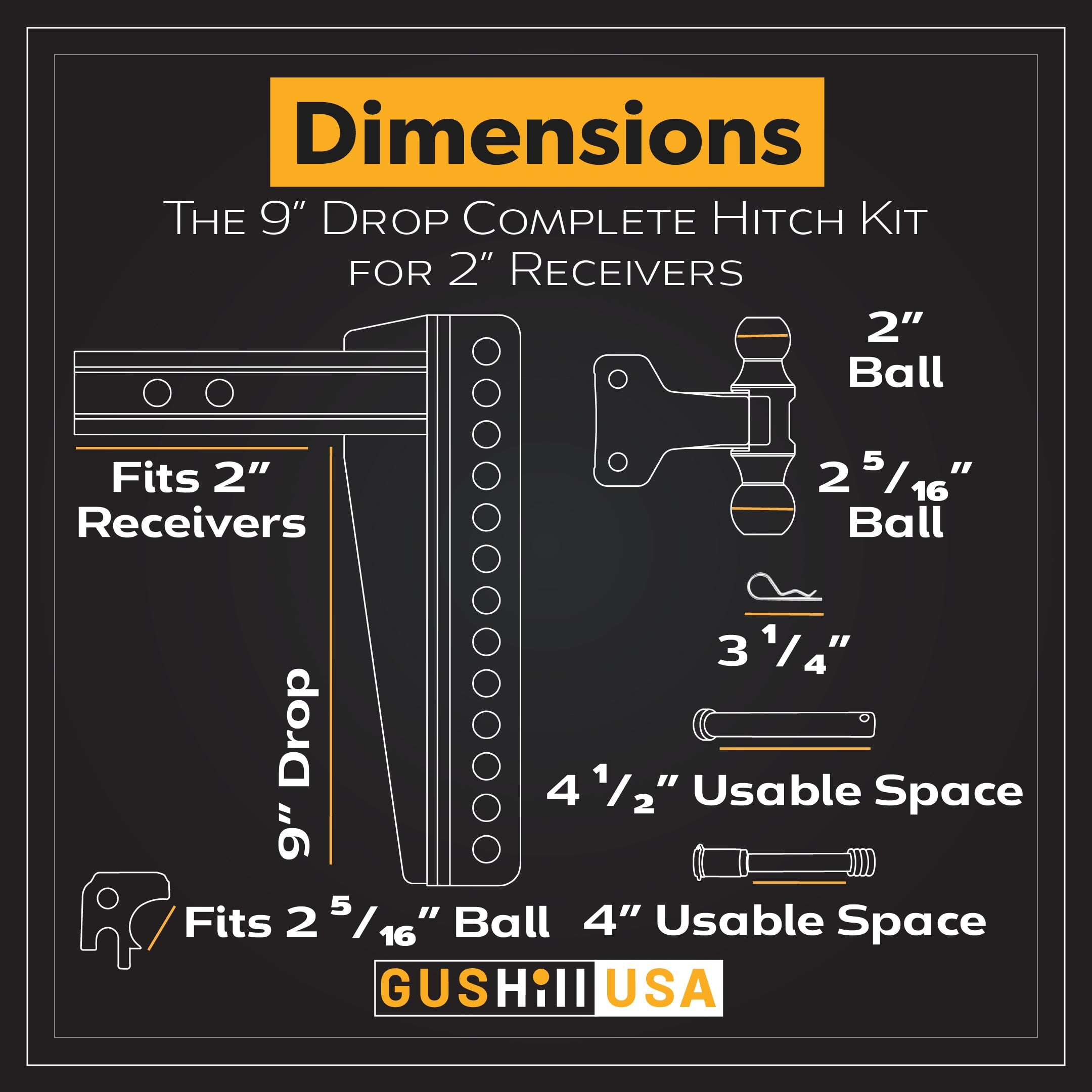 16,000 lbs. Tow Rating, GusHillUSA Complete Hitch Kit with Dual Ball Hitches Proven Locks 