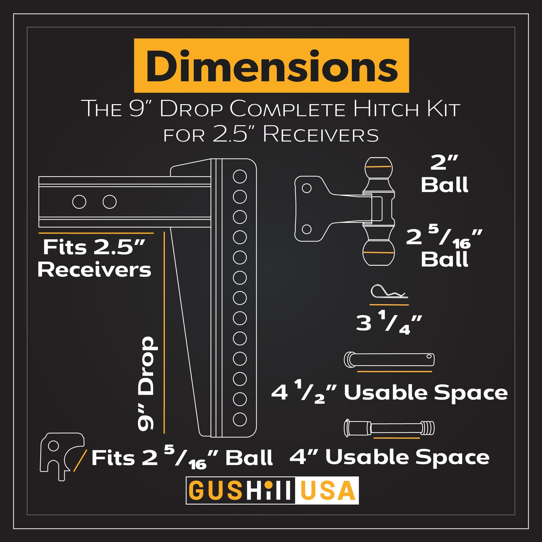 16,000 lbs. Tow Rating, GusHillUSA Complete Hitch Kit with Dual Ball Hitches Proven Locks 