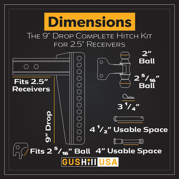 16,000 lbs. Tow Rating, GusHillUSA Complete Hitch Kit with Dual Ball Hitches Proven Locks 