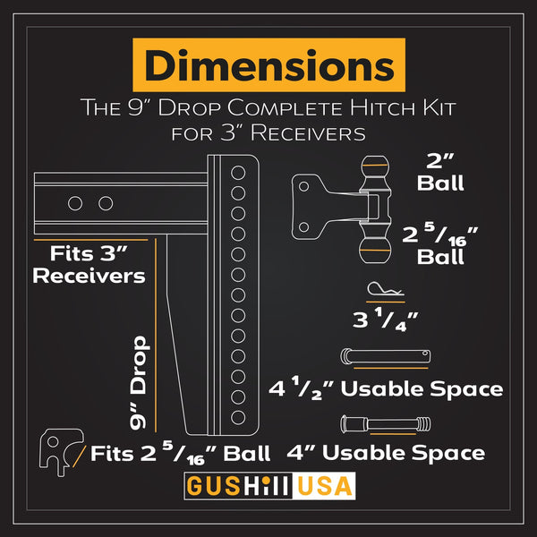 16,000 lbs. Tow Rating, GusHillUSA Complete Hitch Kit with Dual Ball Hitches Proven Locks 