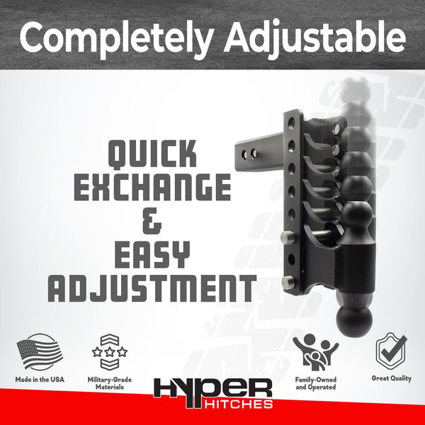25,000 lbs Tow Rating, Hyper Hitches M255 Adjustable Drop Hitch Hitches Proven Locks 