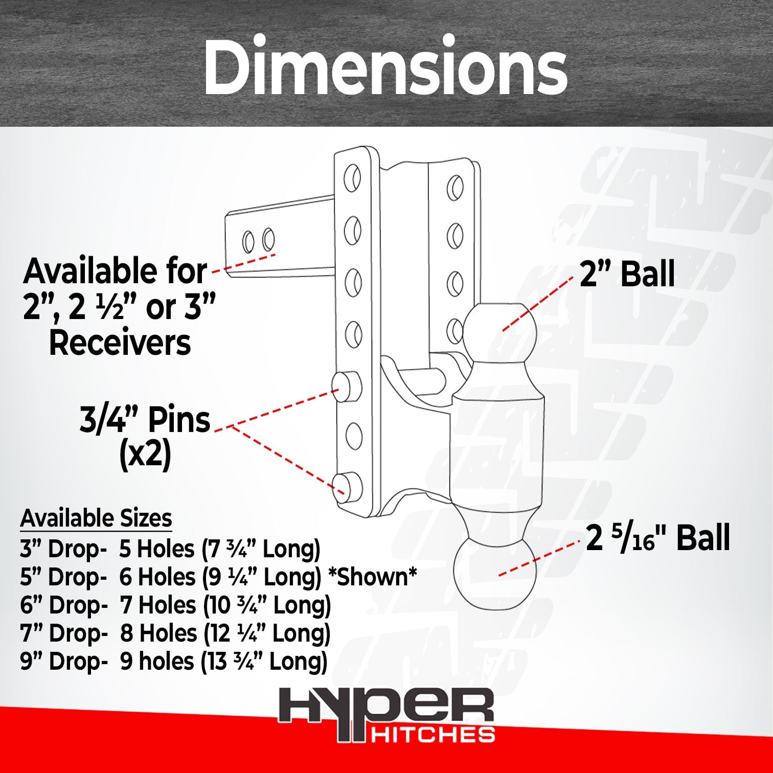 25,000 lbs Tow Rating, Hyper Hitches M255 Adjustable Drop Hitch Hitches Proven Locks 