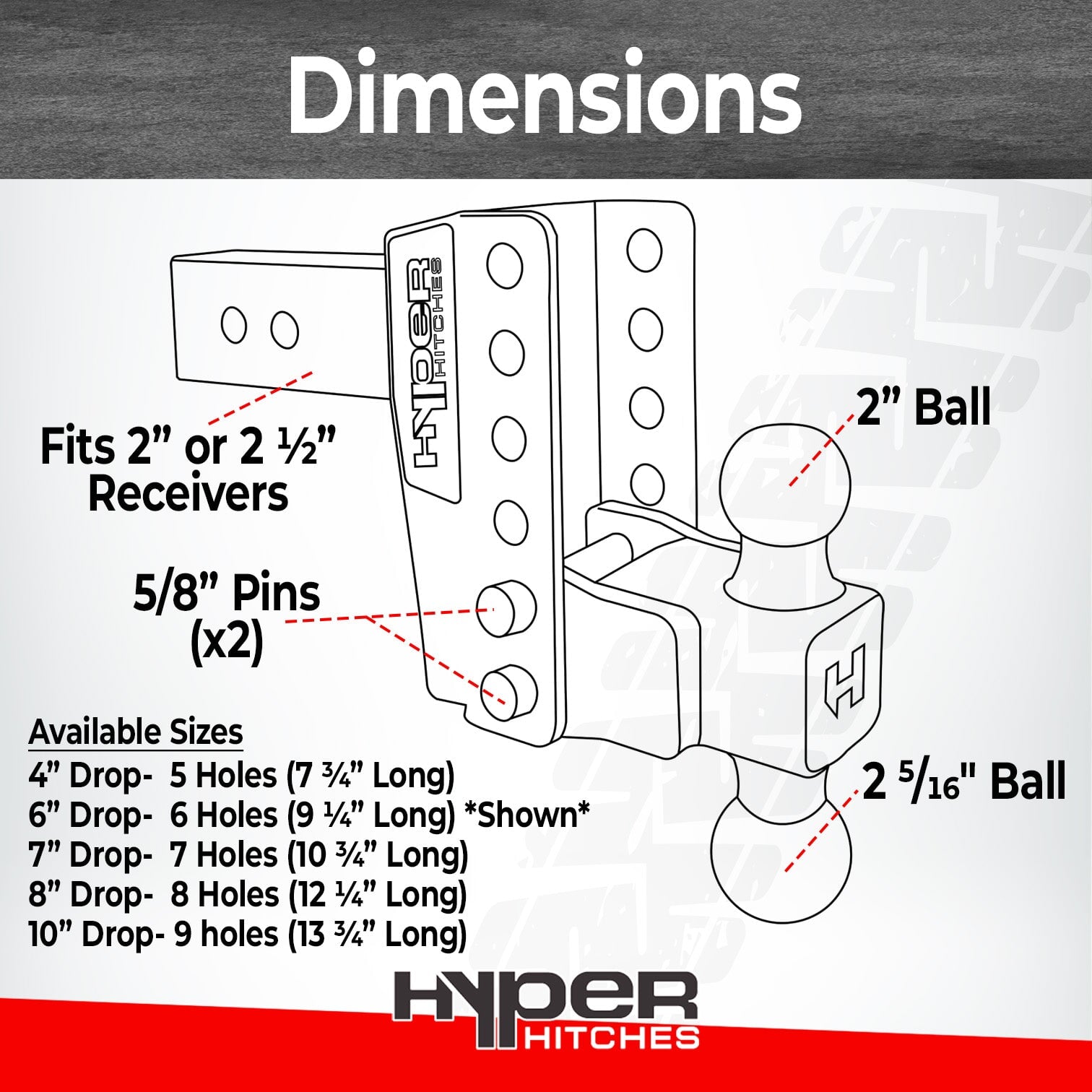 HHM355 2" Receiver Drop Hitch Hitches Proven Locks 