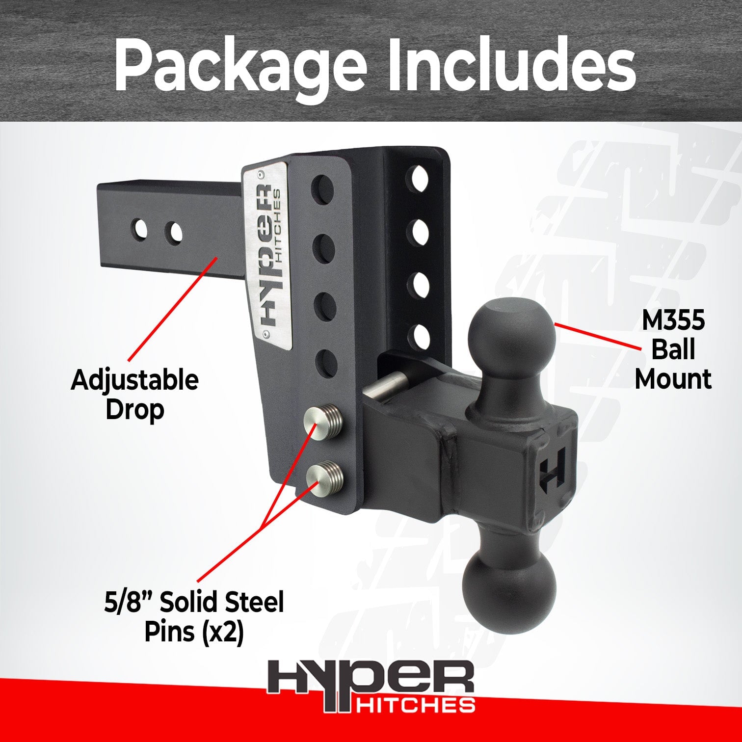 HHM355 2" Receiver Drop Hitch Hitches Proven Locks 