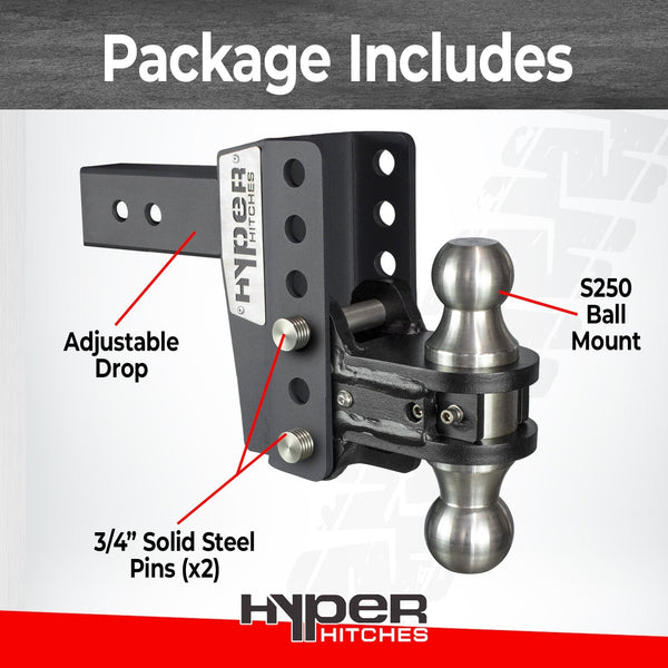 HHS250 2" Receiver Drop Hitch Hitches Proven Locks 