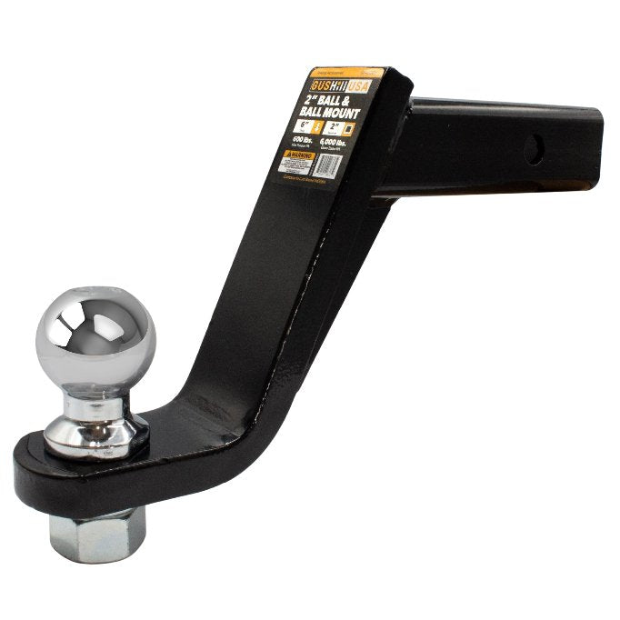 GusHillUSA Ball Mount with Ball Included-For 2" Receivers Hitches Proven Locks 2"-6K lbs 6" 