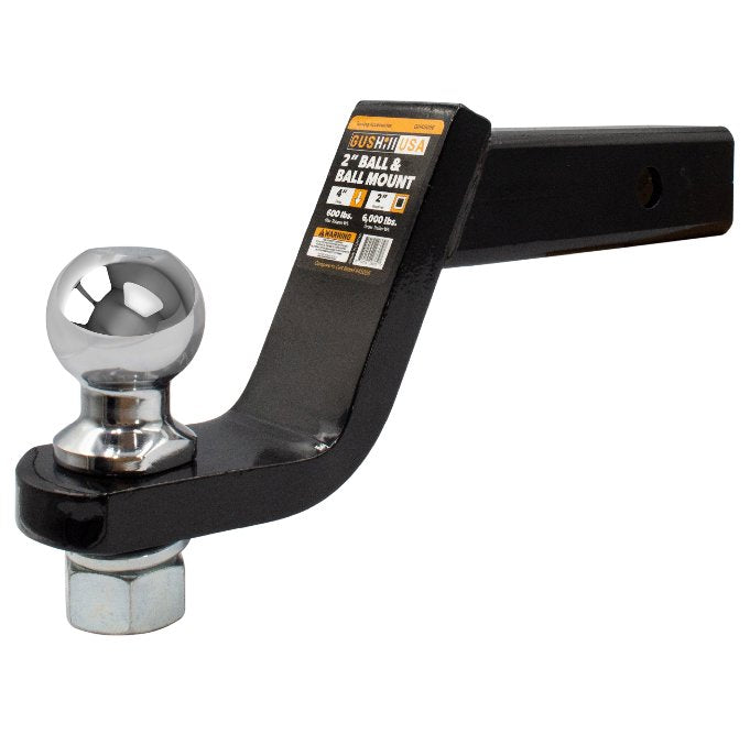 GusHillUSA Ball Mount with Ball Included-For 2" Receivers Hitches Proven Locks 2"-6K lbs 4" 