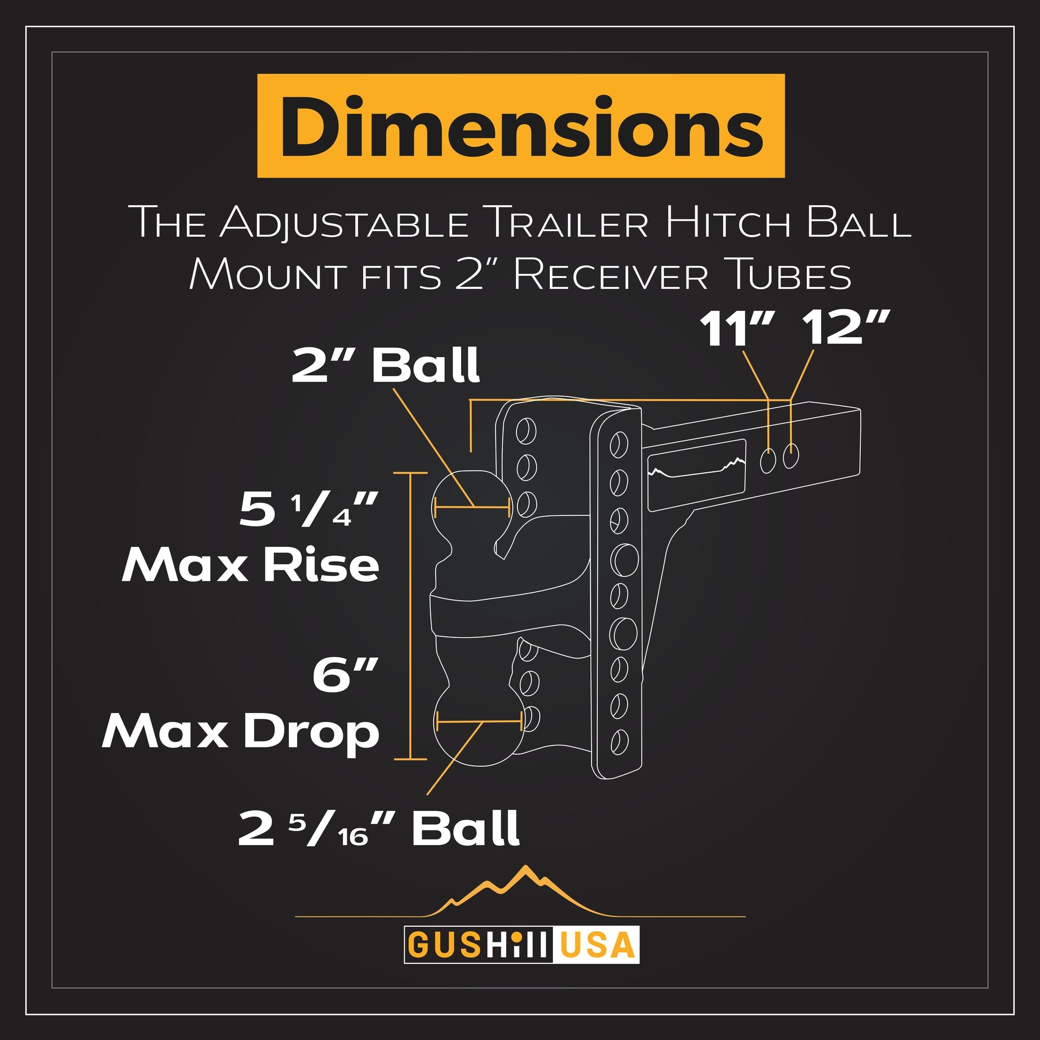 Adjustable Trailer Hitch Ball Mount for 2" Receiver-GH45900 Hitches Proven Locks 