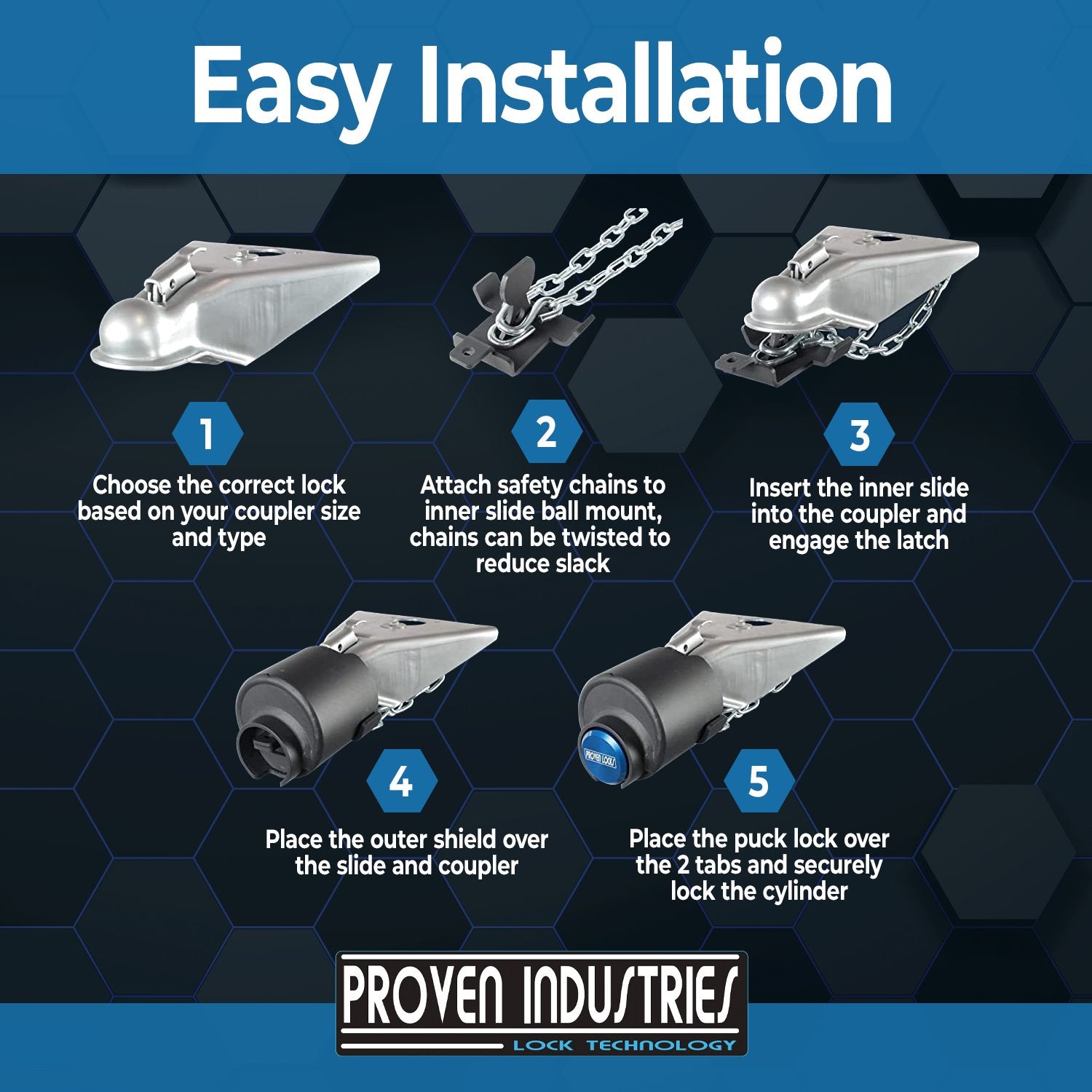 Model 2516 2 5/16'' Trailer Coupler Locks Proven Locks 