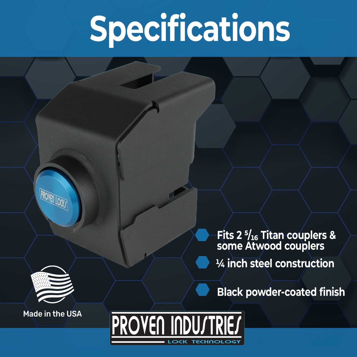 Model 2517-TT 2 5/16'' Trailer Coupler Locks Proven Locks 