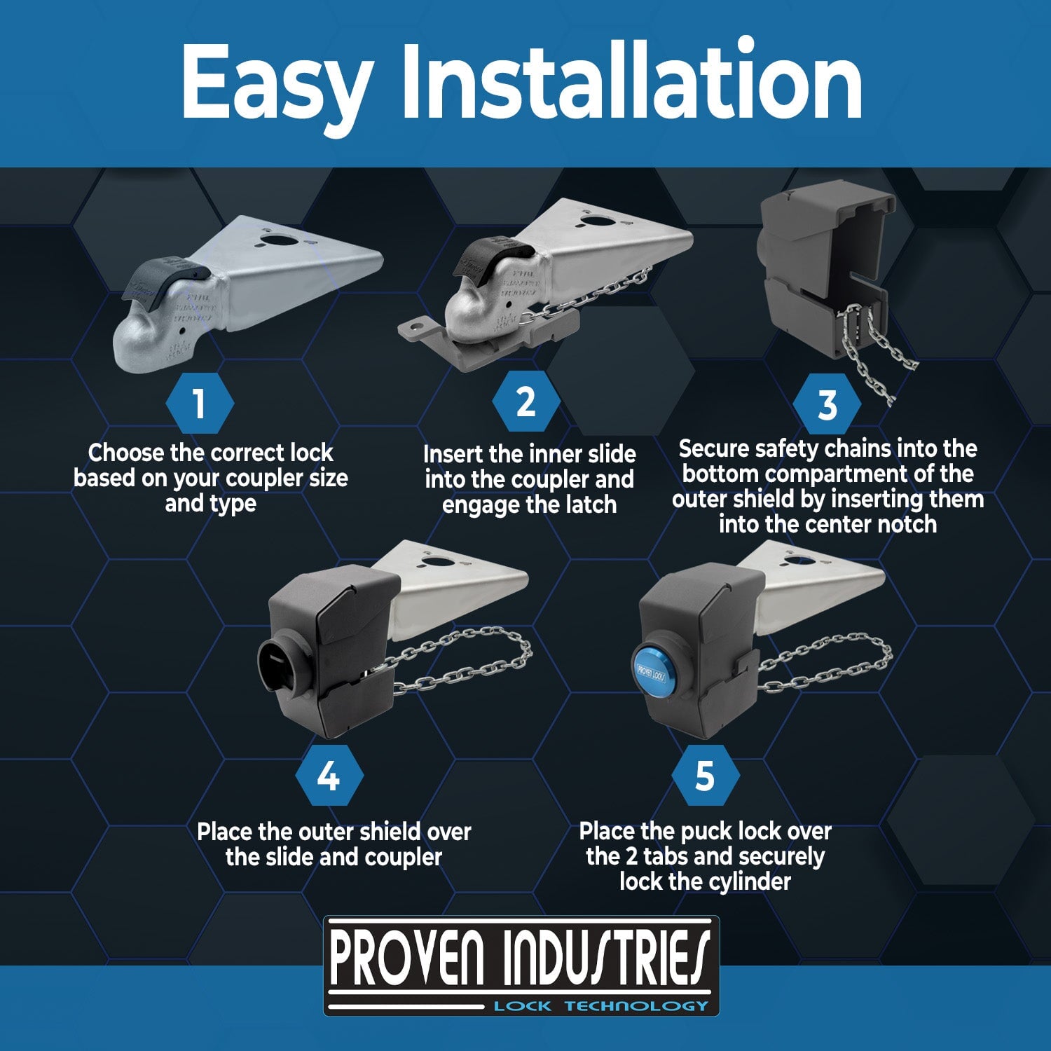 Model 2178-D1 2'' Trailer Coupler Locks Proven Locks 