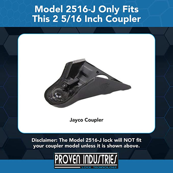 Model 2516-J (For 2 5/16" Jayco Travel Trailers) 2 5/16'' Trailer Coupler Locks Proven Locks 