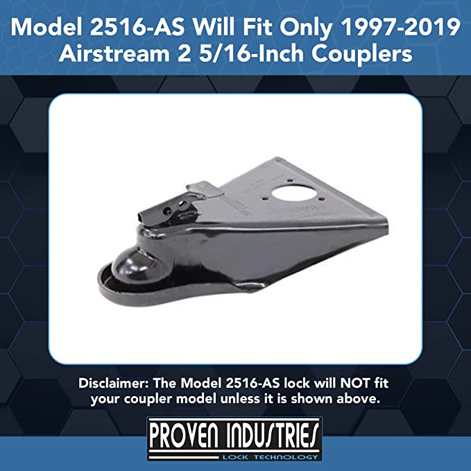 Model 2516-AS(For 2 5/16" Airstream Travel Trailers) 2 5/16'' Trailer Coupler Locks Proven Locks 