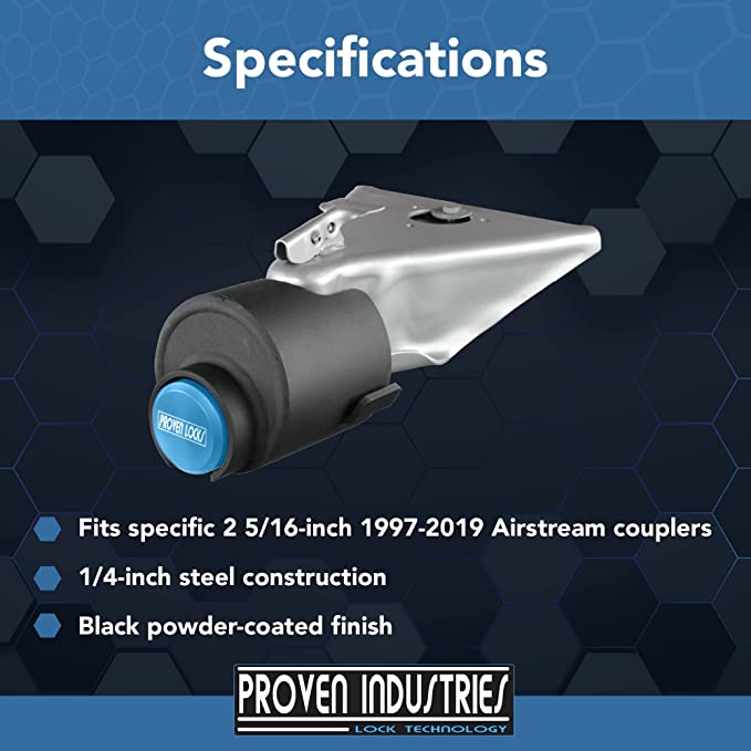 Model 2516-AS(For 2 5/16" Airstream Travel Trailers) 2 5/16'' Trailer Coupler Locks Proven Locks 