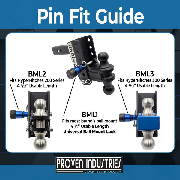 Ball Mount Lock 3/4"Pin-Model BML2 (Hyper Hitches 200 Series Compatible) other locks Proven Industries 
